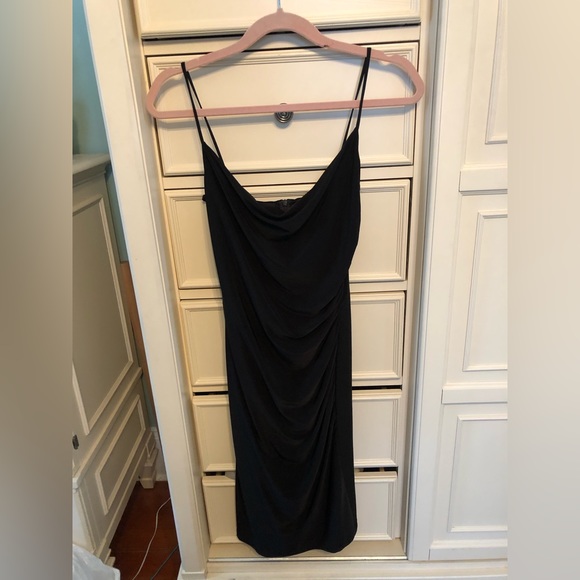 David Meister black dress size 4 with ruching - Picture 1 of 4